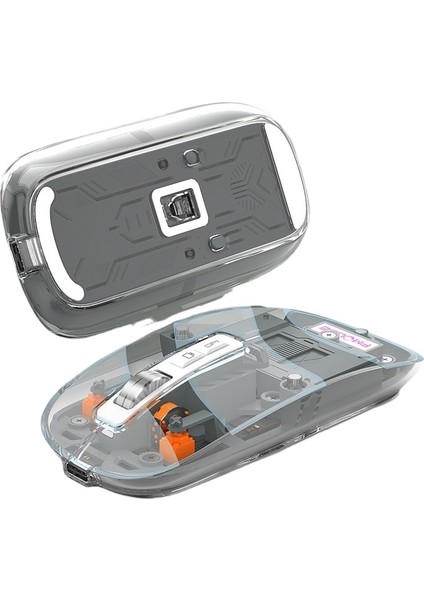 Kablosuz Şeffaf Oyun Faresi Bluetooth Sessiz Şarj Ofis Dizüstü Bilgisayarı (Yurt Dışından)