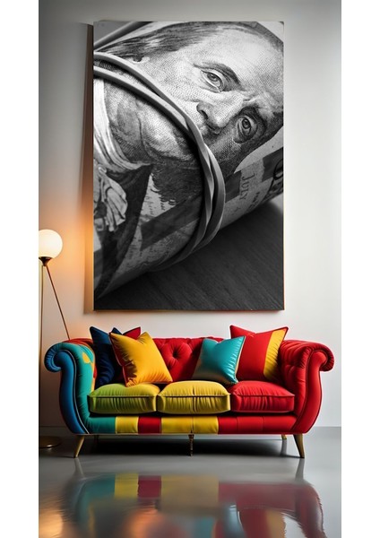 Benjamin Franklin Money Ev Duvar Salon Güzellik Salonu Ofis Dükkan Dekarasyon Kanvas Tablo