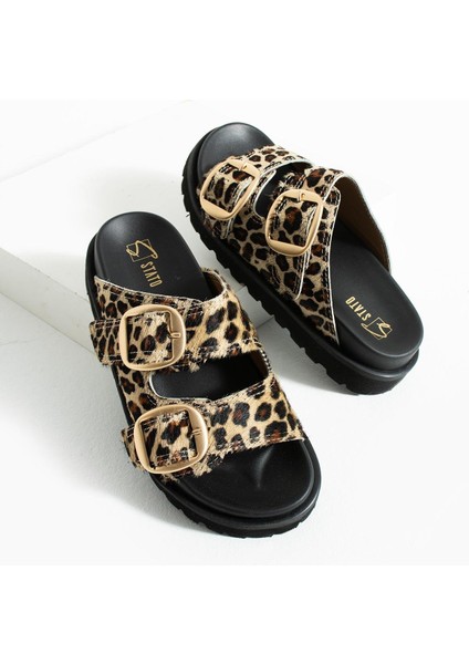 Tekstil-Nappa Hafif Comfort Leopar Kadın Terlik 25Y-1485 indirimleri