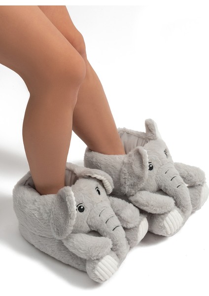 Elfi Kadın Hayvanlı Panduf Gri 36/41