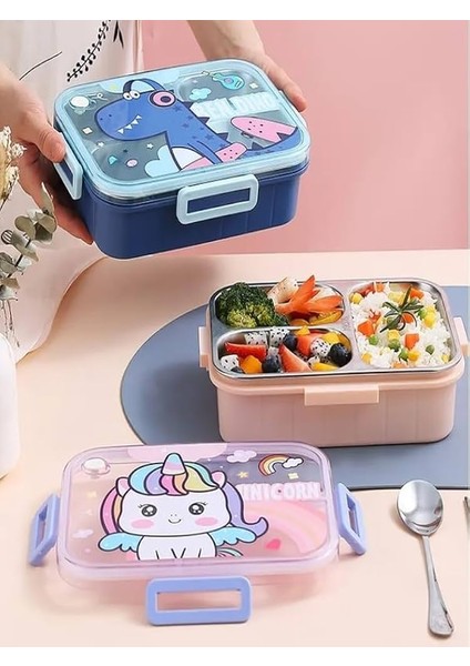 750 ml 3 Bölmeli Paslanmaz Çelik Çocuk Beslenme Kabı – Sızdırmaz Kilitli Kapak Bento Termos fiyatları