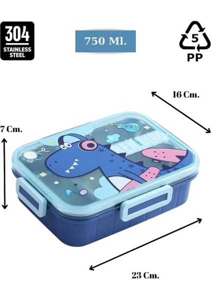 750 ml 3 Bölmeli Paslanmaz Çelik Çocuk Beslenme Kabı – Sızdırmaz Kilitli Kapak Bento Termos indirimleri
