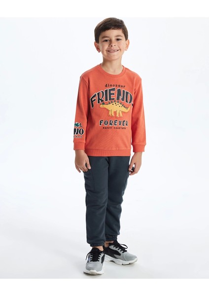 Lcw Kids Turuncu Bisiklet Yaka Baskılı Kalın Erkek Çocuk Sweatshirt fiyatları