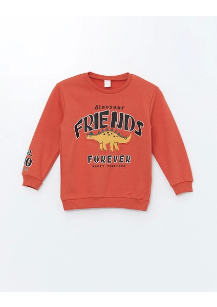 Lcw Kids Turuncu Bisiklet Yaka Baskılı Kalın Erkek Çocuk Sweatshirt modelleri