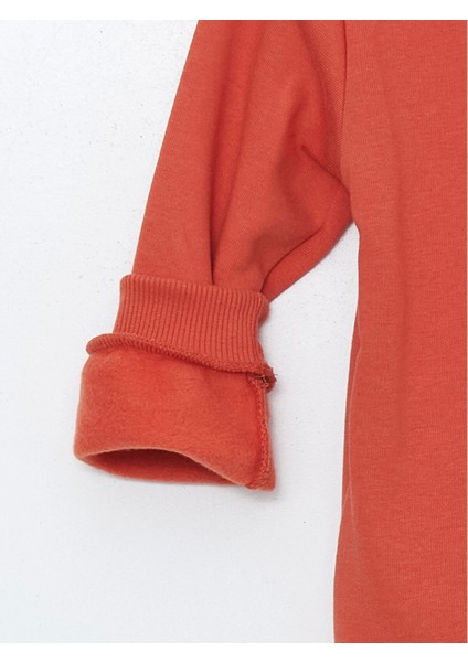 Lcw Kids Turuncu Bisiklet Yaka Baskılı Kalın Erkek Çocuk Sweatshirt