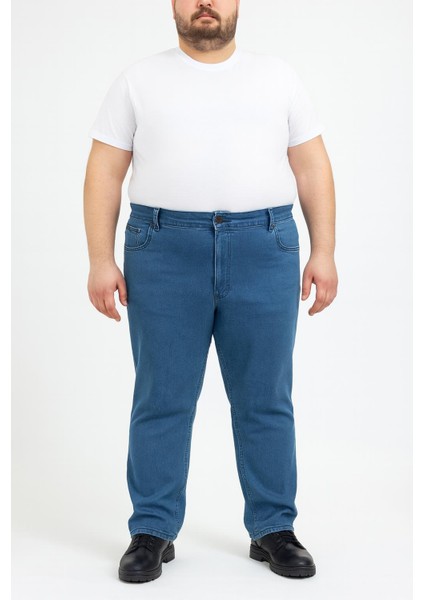 Regular Fit Likralı Büyük Beden Erkek Jean Pantolon 7374