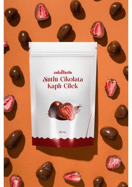 Sütlü Çikolata Kaplı Dondurularak Kurutulmuş Çilek – Doğal Freeze Dry Meyve Atıştırmalık 80G