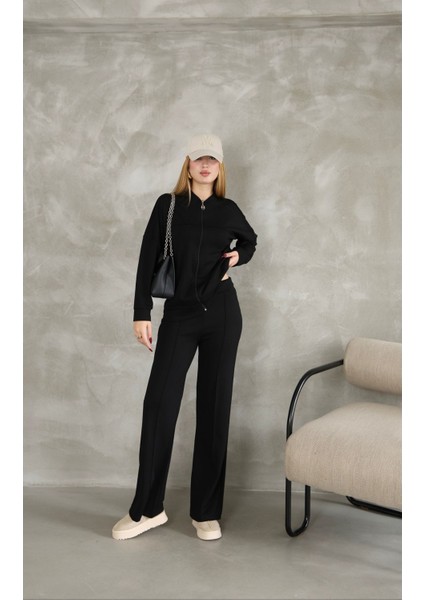Oversize Fermuarlı Çıma Detaylı Geniş Paça Modal Kumaş Eşofman Takım modelleri