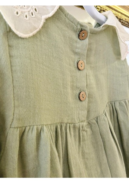 Kız Çocuk Yakalı Müslin Kumaş Elbise modelleri