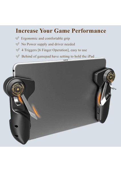 6 Parmak Mobil Oyun Kolu – L1R1 Tetik Düğmeli Tablet Gamepad, Yüksek Hassasiyetli Silikonlu, Ayarlanabilir Tetikli, Ergonomik Kavrama, Pubg & Cod & Free Fire ile Uyumlu | AK-PAD6K fırsatları