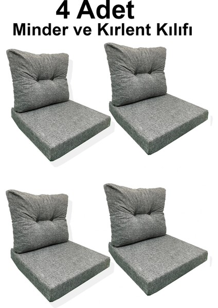 4 Adet Bahçe Balkon Mobilyası Minderi Kılıfı (4 Adet Minder, 4 Adet Kırlent Yanlızca Kılıf Gönderilecektir)