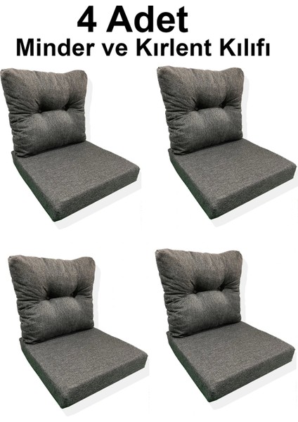 4 Adet Bahçe Balkon Mobilyası Minderi Kılıfı (4 Adet Minder, 4 Adet Kırlent Yanlızca Kılıf Gönderilecektir)