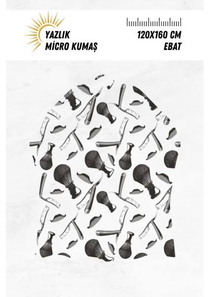 Lüx Penuar Berber Önlüğü Dijital Baskı Yazlık Mikro Kumaş 120X160 cm Model: 634