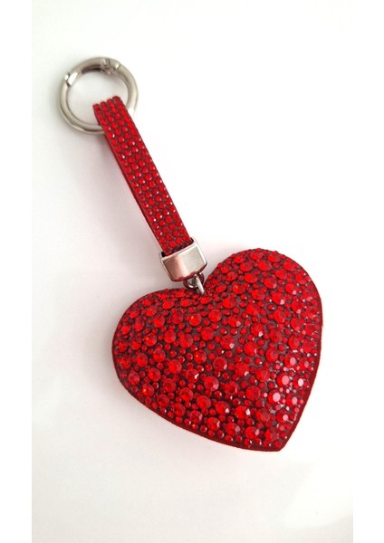 Hediyelik Zirkon Taşlı Kırmızı Kalp Anahtarlık (12,5 Cm) modelleri