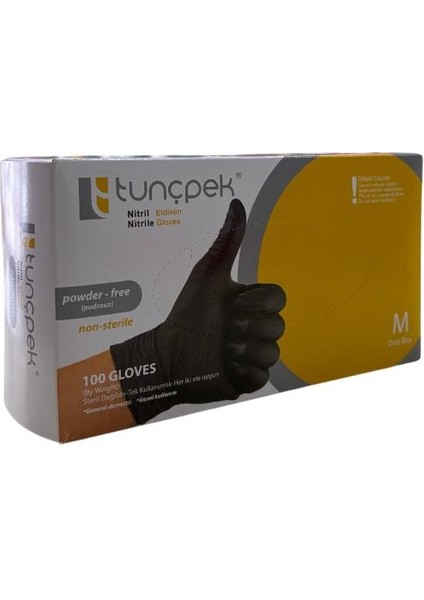 Nitril Siyah Eldiven 100 Adet Pudrasız M (Medium)