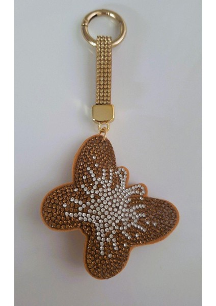 Hediyelik Zirkon Taşlı Bej Kelebek Anahtarlık 14X6,5 cm modelleri