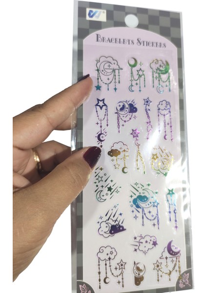 Şeffaf Renkli Sticker 7X17 cm - Ay Bulut Tarot modelleri