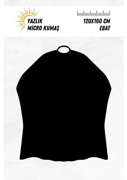 Lüx Penuar Berber Önlüğü Yazlık Mikro Kumaş 120X160 cm Model: Düz Siyah