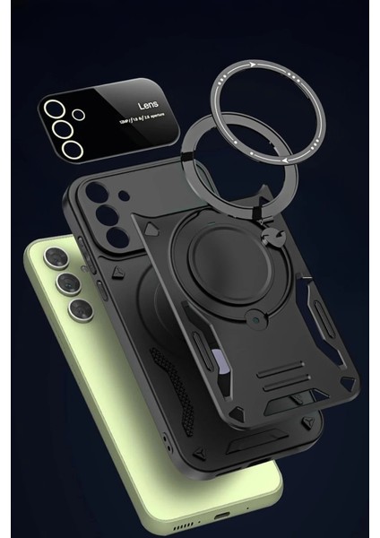 Samsung Galaxy S24 Fe Kılıf Joy Lens Standlı Kapak - SIYAH-(5796) - CHT9704-4624 modelleri