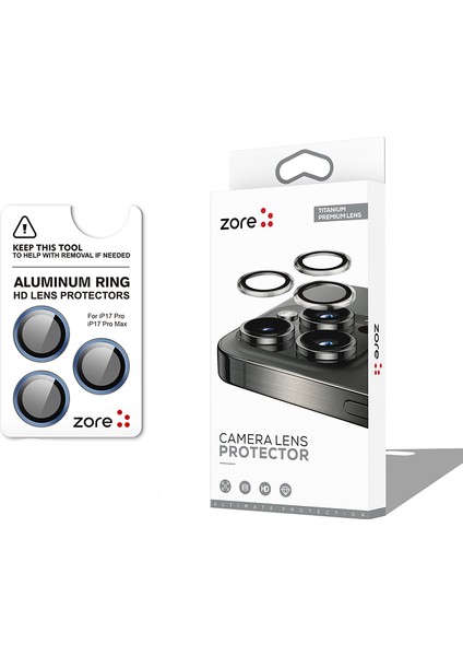 iPhone 17 Pro Max Zore Cl-12 Premium Safir Parmak Izi Bırakmayan Anti-Reflective Kamera Lens Koruyucu