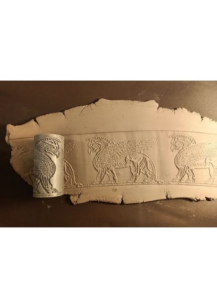 8 cm Doku Rulosu Antik Desen Silindir Desen Oklavası Mühür Baskı Seramik ve Polimer Kil