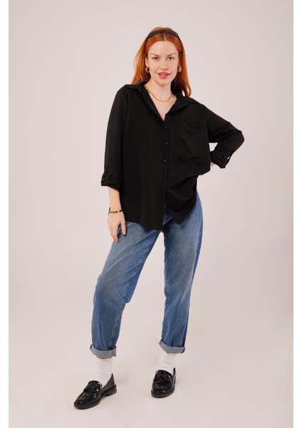 Salaş Kesim Cepli Siyah Gömlek fiyatları