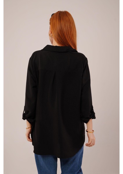 Salaş Kesim Cepli Siyah Gömlek fırsatları