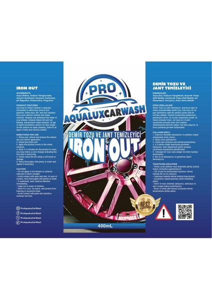 Proaqualuxcarwash Hızlı Cila - Demir Tozu ve Jant Temizleyici