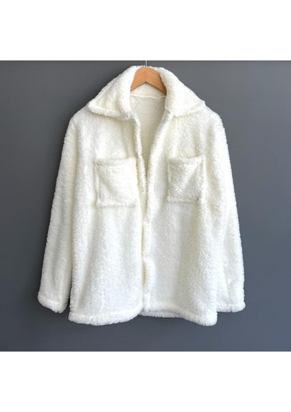 Kadın Slimfit Peluş, Polar, Düğmeli, Teddy Gömlek Yaka, Cepli, Sıcak Tutucu Yumuşak Kışlık Ceket fırsatları