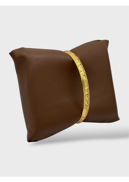 Çelik 22 Ayar Altın Kaplama Desenli Kalın Ajda Bilezik - 1 Adet modelleri