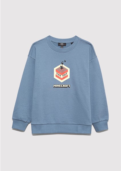 Minecraft Baskılı Mavi Sweatshirt 6S10130-85518