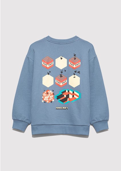 Minecraft Baskılı Mavi Sweatshirt 6S10130-85518 fiyatları