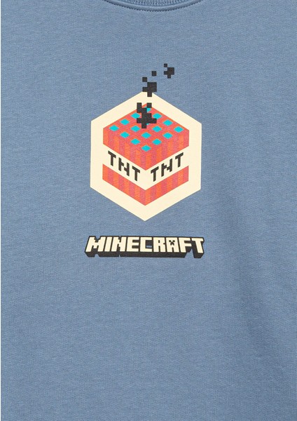 Minecraft Baskılı Mavi Sweatshirt 6S10130-85518 fırsatları