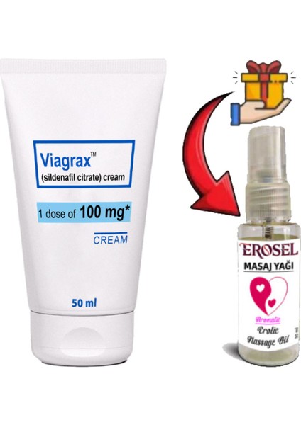 > Viagrax Cream Erkeklerin Performanslarına Özel 50 ml Krem + Hediye Erosel Erotikmasaj Yağı