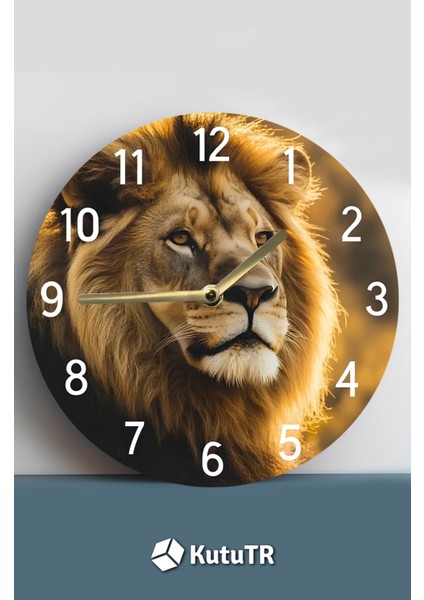 Aslan Temalı Mdf Duvar Saati – 33X33 cm SDW405