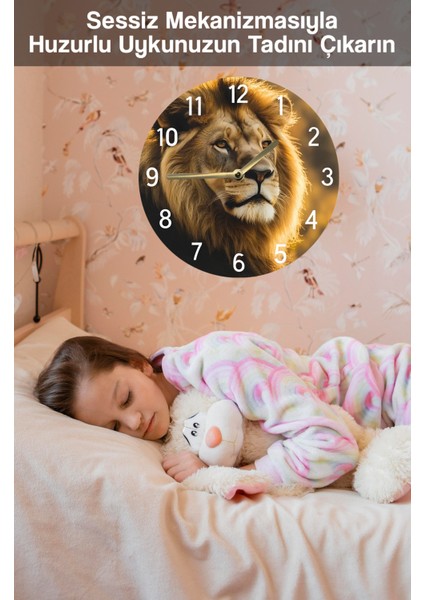 Aslan Temalı Mdf Duvar Saati – 33X33 cm SDW405 fırsatları