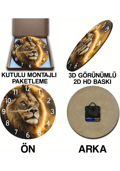 Aslan Temalı Mdf Duvar Saati – 33X33 cm SDW405 indirimleri