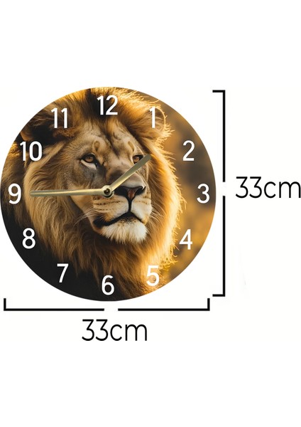 Aslan Temalı Mdf Duvar Saati – 33X33 cm SDW405