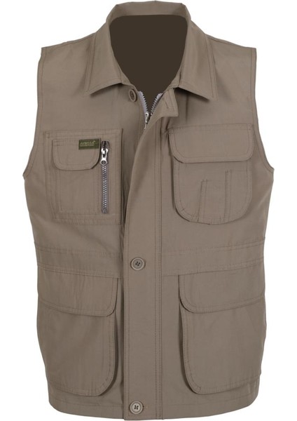 Erkek Keten Yelek Normal Kesim Yakalı RAR00880 Avcı Yeleği