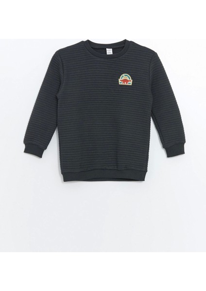 Lcw Kids Antrasit Bisiklet Yaka Baskılı Uzun Kollu Erkek Çocuk Sweatshirt modelleri