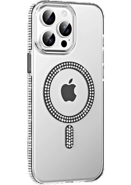 Apple iPhone 15 Pro Move Taşlı Magsafe Kapak - Siyah