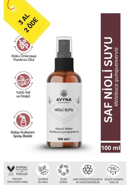 Nioli Suyu Cilt Toniği ve Çamaşır Spreyi 100 ml ( Niaouli Water) | 3 Al 2 Öde