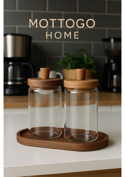 Ölçü Kaşıklı 2'li Akasya Vakumlu Kapak Cam Kavanoz Seti 700ML fiyatları