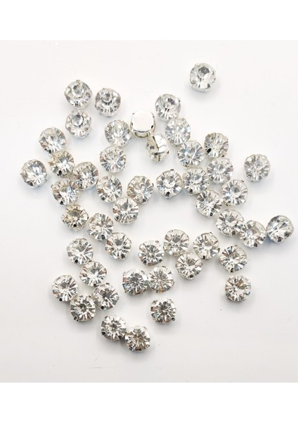 8 Mm Kasalı Dikme Cam Taş Kristal Kesim Beyaz 20 Adet fiyatları