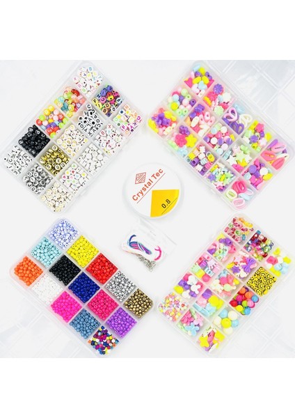 4 Kutulu Mega Kolye Bileklik Takı Yapım Seti 65 Parça Hobi Boncuk Seti modelleri