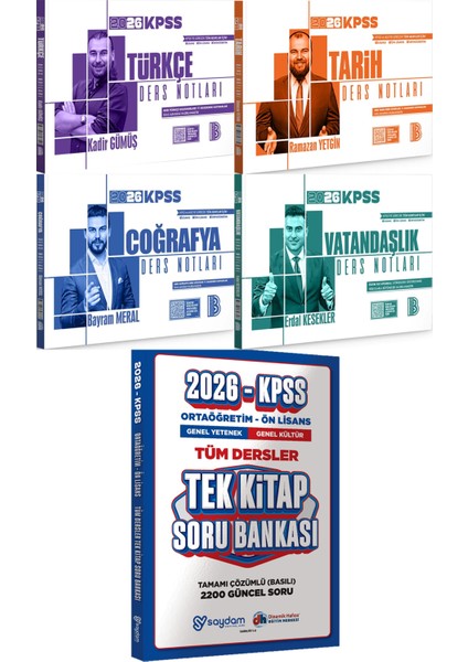 2026 Kpss Türkçe Tarih Coğrafya Vatandaşlık Ders Notları - Ortaöğretim Ön Lisans Tek Kitap Soru