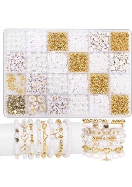 İnci boncuk Harf boncuk ve ara aparat takı bileklik yapım seti Hobi malzemeleri 4 fiyatları
