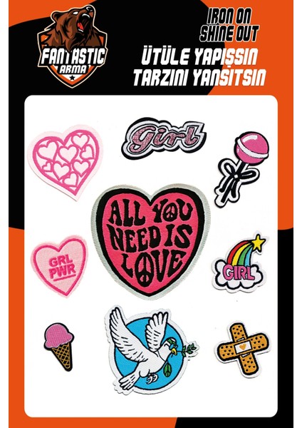 ARMA Ütü Ile Yapışan Dokuma Arma Seti Patch Yama Gırl, Kalp Modeli modelleri