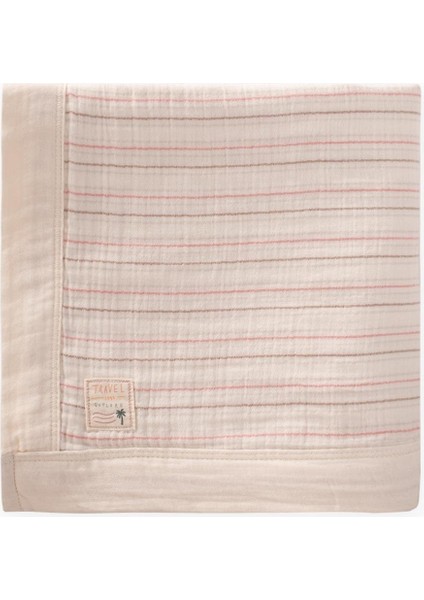 Kalın Biyeli Çift Kat Ham Battaniye 85X90 cm Kiremit Çizgili