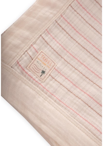 Kalın Biyeli Çift Kat Ham Battaniye 85X90 cm Kiremit Çizgili modelleri